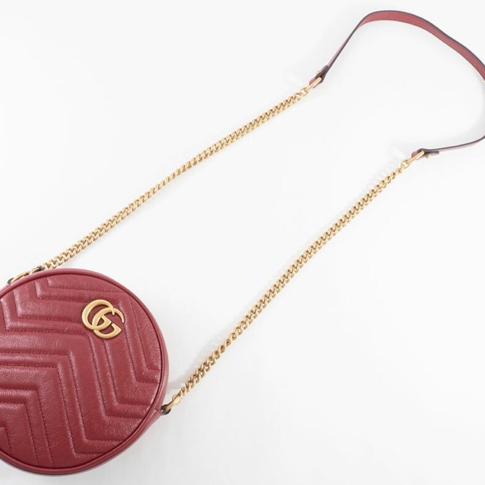 GUCCI Red Leather GG Marmont Shoulder Bag - Picture 16 of 16